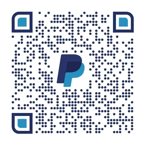 A qr code with the paypal logo on it.