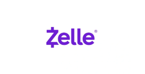 Zelle logo in purple text